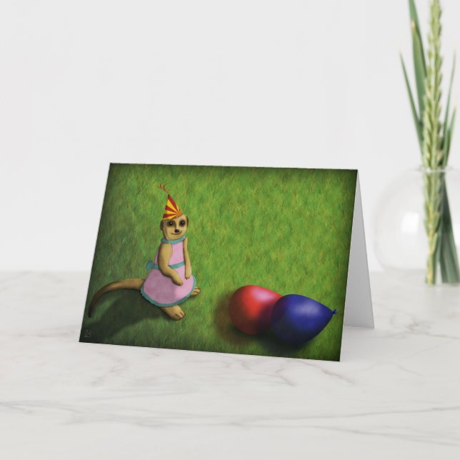 Cumpleaños de Meerkat, tarjeta de saludo (Anverso)