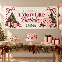 Cumpleaños de Navidad Pancarta de Cumpleaños Rosa
