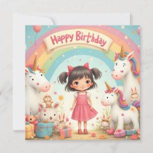 Cumpleaños de niña con unicornios y arcoíris