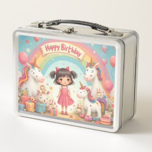 Cumpleaños de niña con unicornios y arcoíris