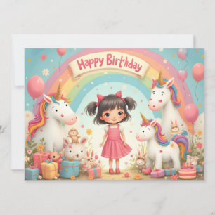 Cumpleaños de niña con unicornios y arcoíris