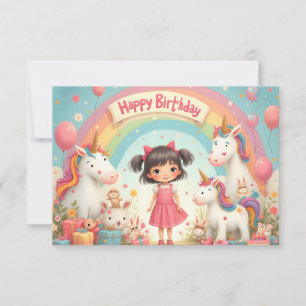 Cumpleaños de niña con unicornios y arcoíris