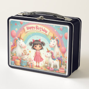 Cumpleaños de niña con unicornios y arcoíris