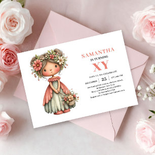 Cumpleaños de niña de hadas linda Invitaciones mág