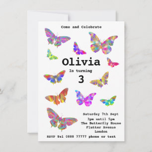 Cumpleaños de niñas de 3 años Arte de mariposas co