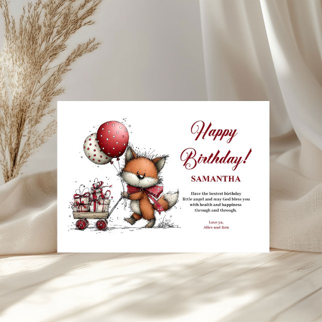 Cumpleaños de niños Animales caprichosos niños Per (Kids Birthday Whimsical Animals Personalized kids greeting card)