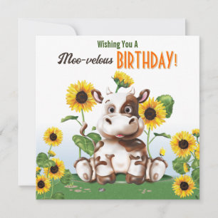 Cumpleaños de niños con girasoles y vaca