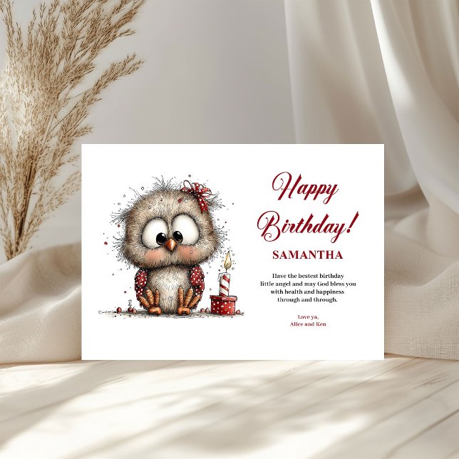 Cumpleaños de niños divertidos animales caprichoso (Kids Birthday Funny Whimsical Animals Red Black Fun greeting card)