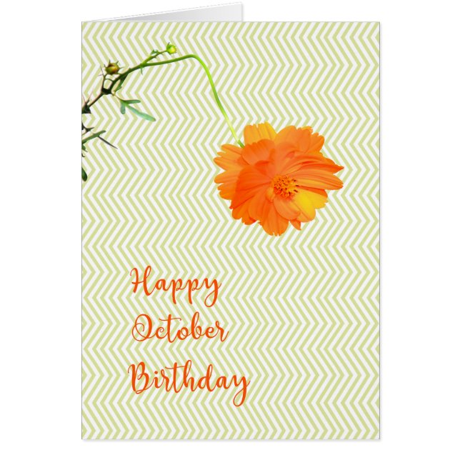 Cumpleaños de Octubre con Flor Cosmos (Frente)