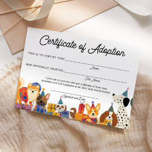 Cumpleaños de perro deja un certificado de adopció