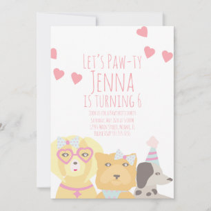 Cumpleaños de perros Paw-ty Party Invitación de Sa