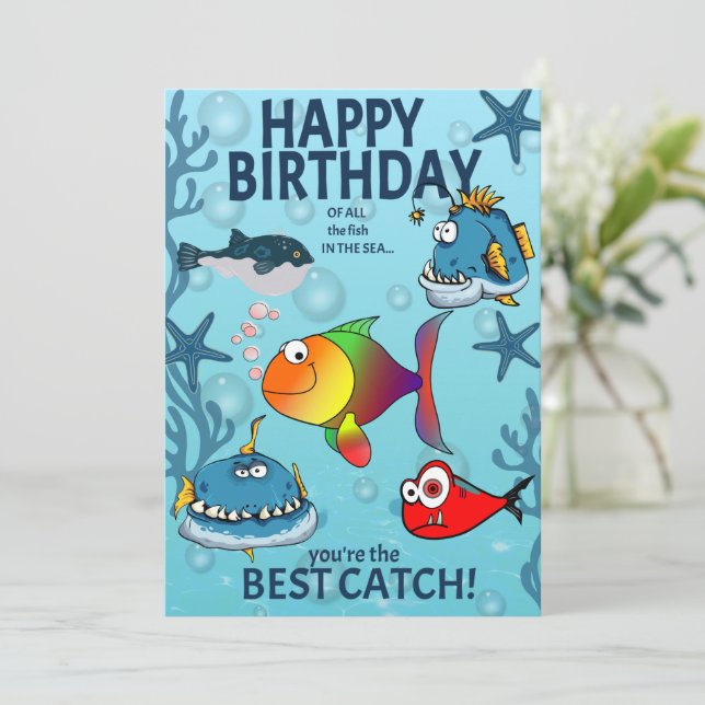 Cumpleaños de pez divertido (Anverso de pie)