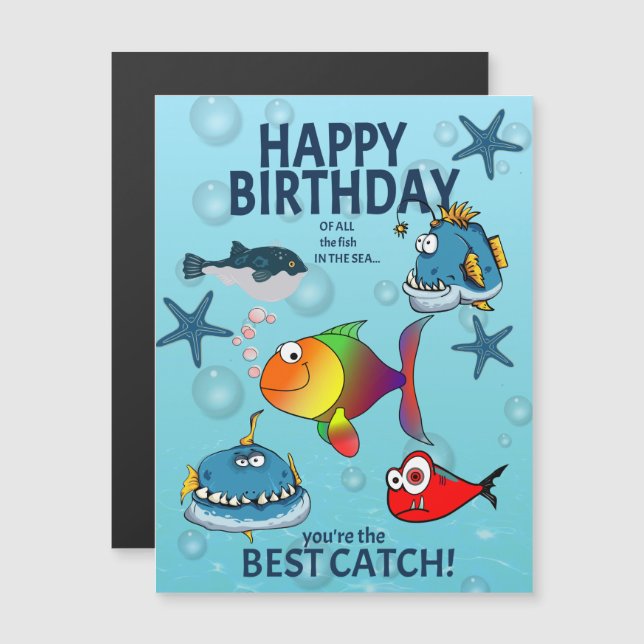 Cumpleaños de pez divertido (Anverso/Reverso)