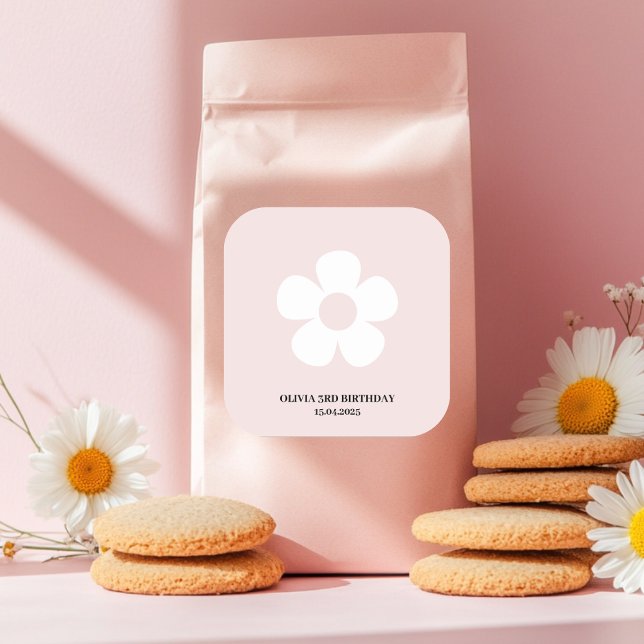 Cumpleaños de Pink Daisy | Etiqueta de recuerdo de (Subido por el creador)