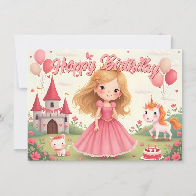 Cumpleaños de Princesa Hada en un Sueño Rosa (Anverso)