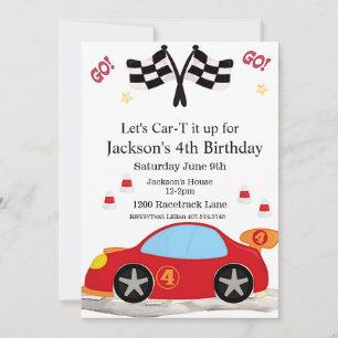 Cumpleaños de Race Car, 4 Invitación de Cumpleaños