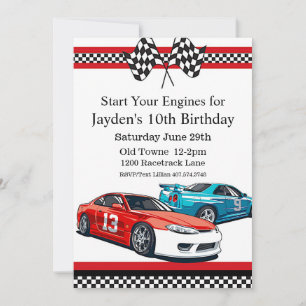 Cumpleaños de Race Car, Décimo Invitación de Cumpl