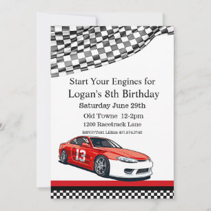 Cumpleaños de Race Car, Invitación de Cumpleaños O