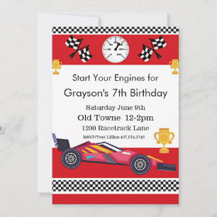 Cumpleaños de Race Car, Invitación de Cumpleaños S