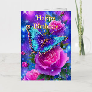 Cumpleaños de Rosas Rosadas Brillantes Personaliza