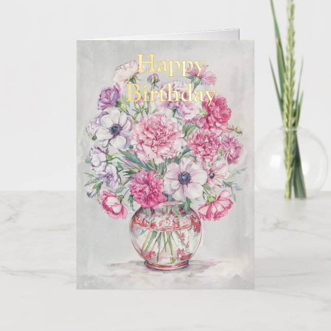 Cumpleaños de rosas rosadas brillantes personaliza (Anverso)