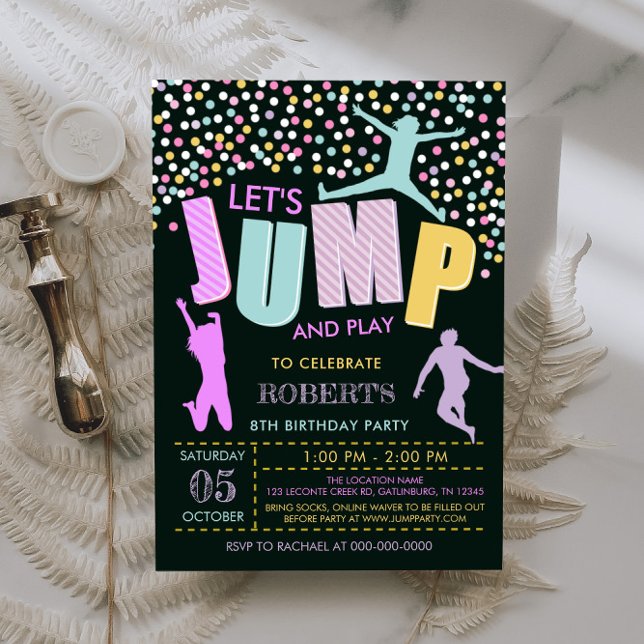 Cumpleaños de Salto Editable, Invitación de Salto  (Subido por el creador)