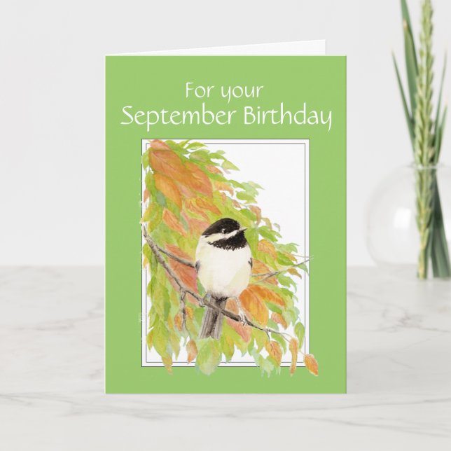 Cumpleaños de Septiembre Otoño, Tarjeta de Aves de (Anverso)