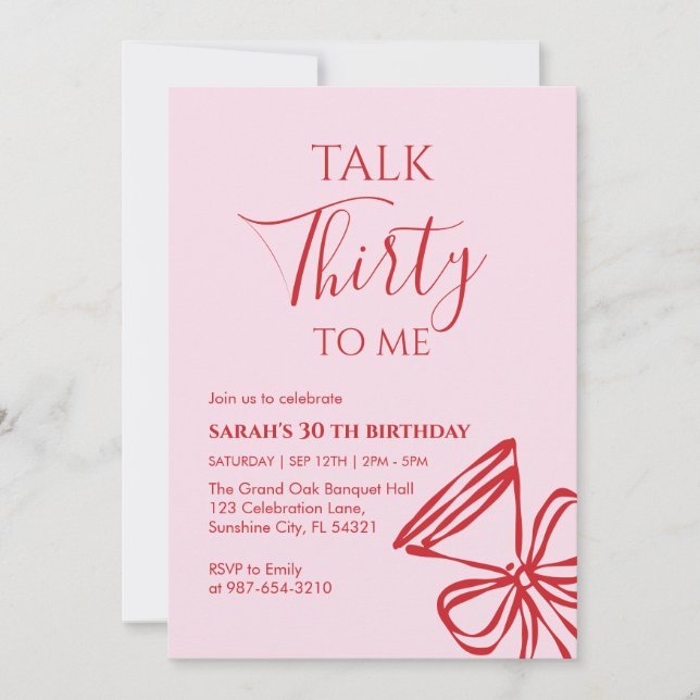 Cumpleaños de Talk Thirty To Me Invitación a la fi (Anverso)