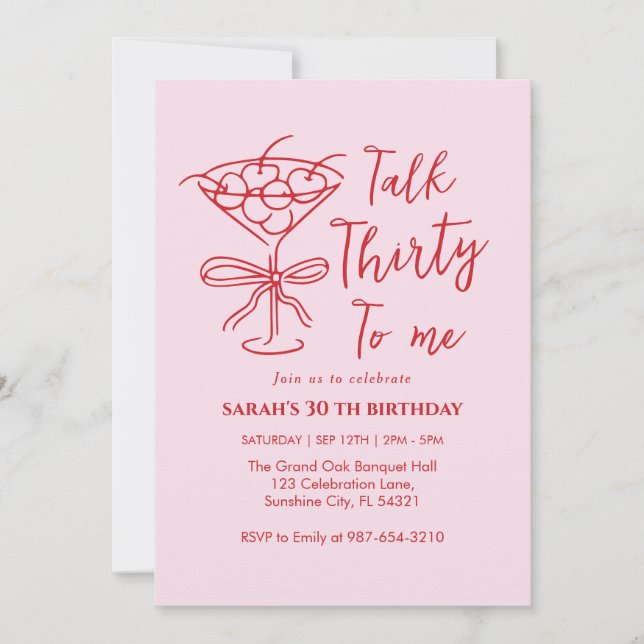 Cumpleaños de Talk Thirty To Me Invitación a la fi (Anverso)