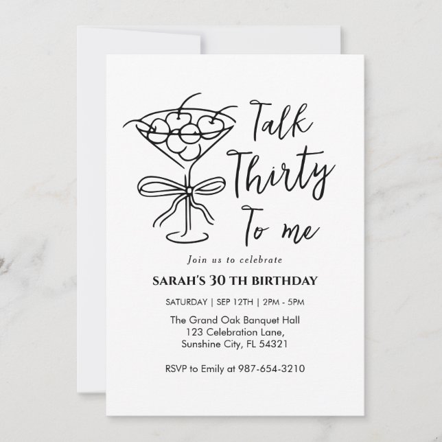 Cumpleaños de Talk Thirty To Me Invitación a la fi (Anverso)