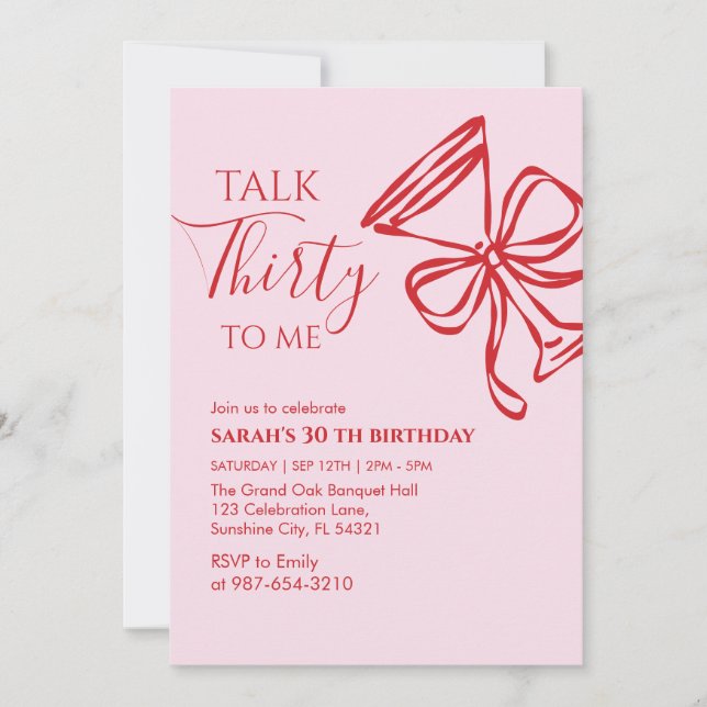 Cumpleaños de Talk Thirty To Me Invitación a la fi (Anverso)