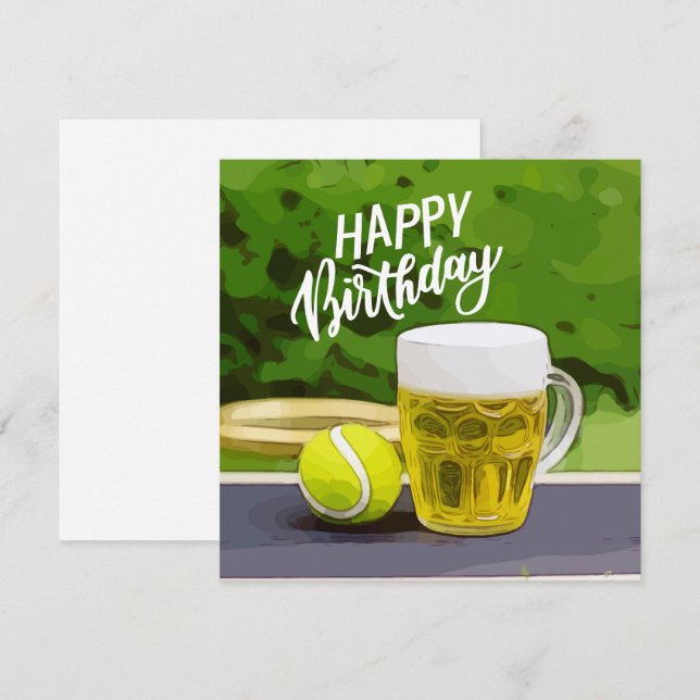 Cumpleaños de tenis con estruendo de cerveza y bol (Anverso / Reverso)