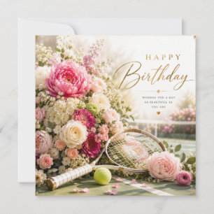 Cumpleaños de tenis con flores