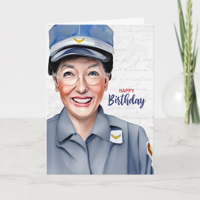 Cumpleaños de trabajadora postal femenina caucásic (Anverso)