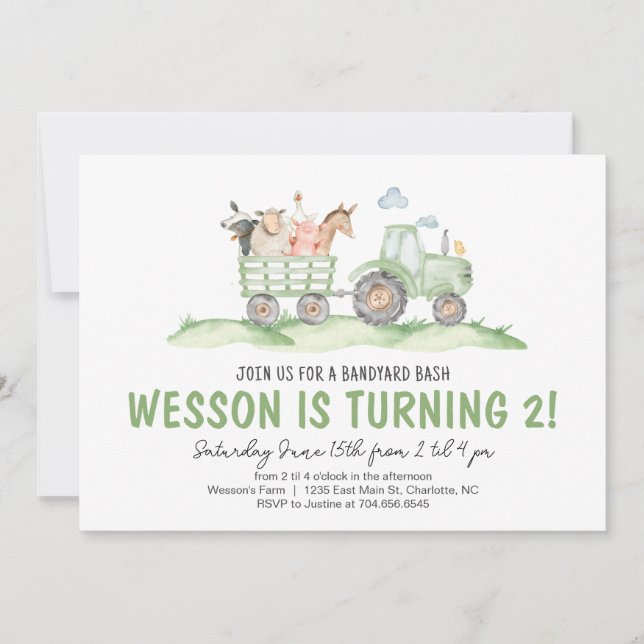 Cumpleaños de Tractor, Invitación de cumpleaños de (Anverso)