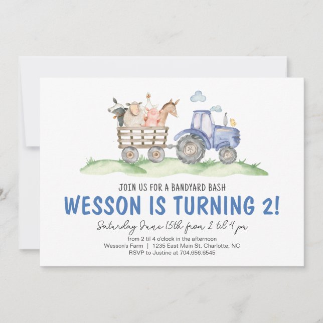 Cumpleaños de Tractor, Invitación de cumpleaños de (Anverso)