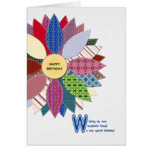 Cumpleaños de un amigo, flor cosida