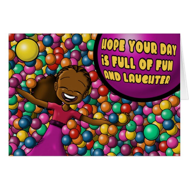 Cumpleaños de un colorido Chica afroamericano (Anverso (Horizontal))