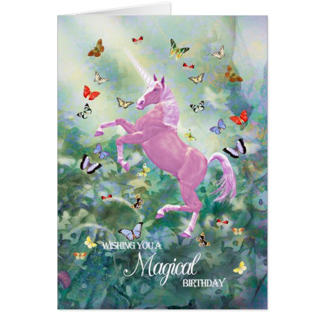 Cumpleaños de Unicornio y Mariposas (Frente)