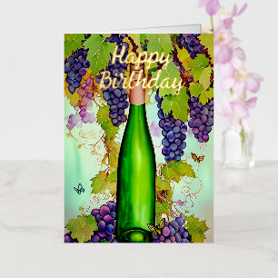 Cumpleaños de Watercolor Wine & Butterflies