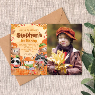 Cumpleaños de Woodlands de Otoño con invitación fo