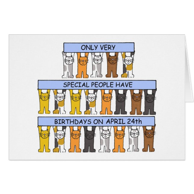 Cumpleaños del 24 de abril, gatos Personalizados. (Anverso (Horizontal))