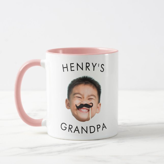 Cumpleaños del abuelo, cara de bebé, taza para el  (Izquierda)