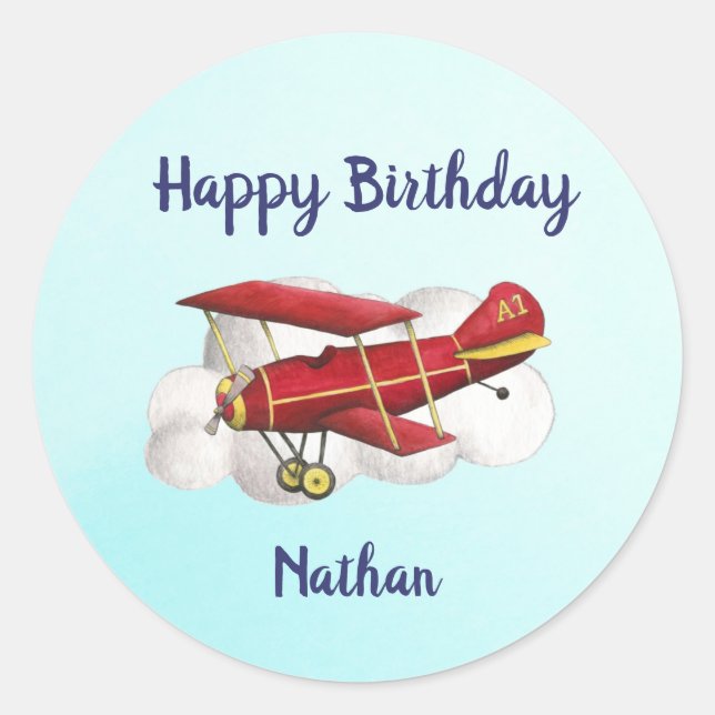 Cumpleaños del avión Gracias Pegatinas (Anverso)