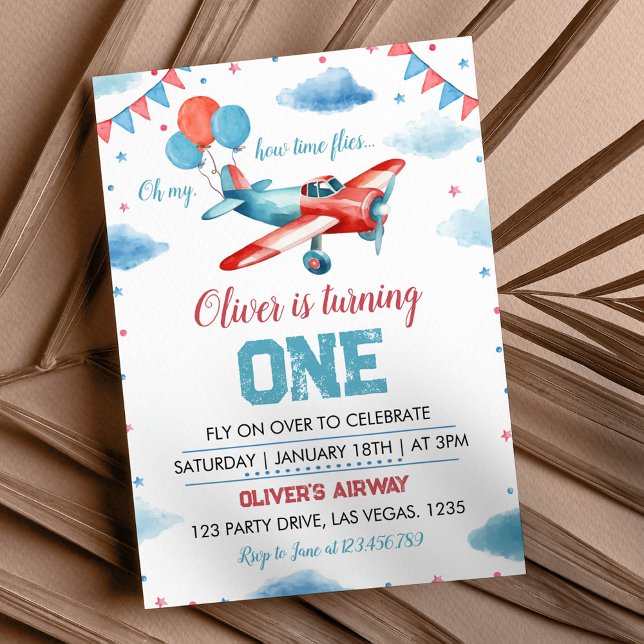 Cumpleaños del avión Oh Mi Invitación de Vuelos Ho (Subido por el creador)