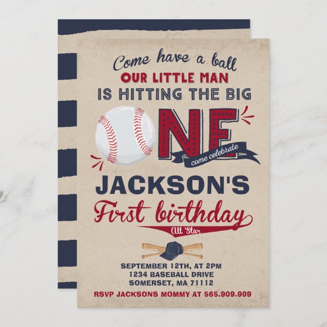 Cumpleaños del béisbol de la invitación del (Anverso / Reverso)