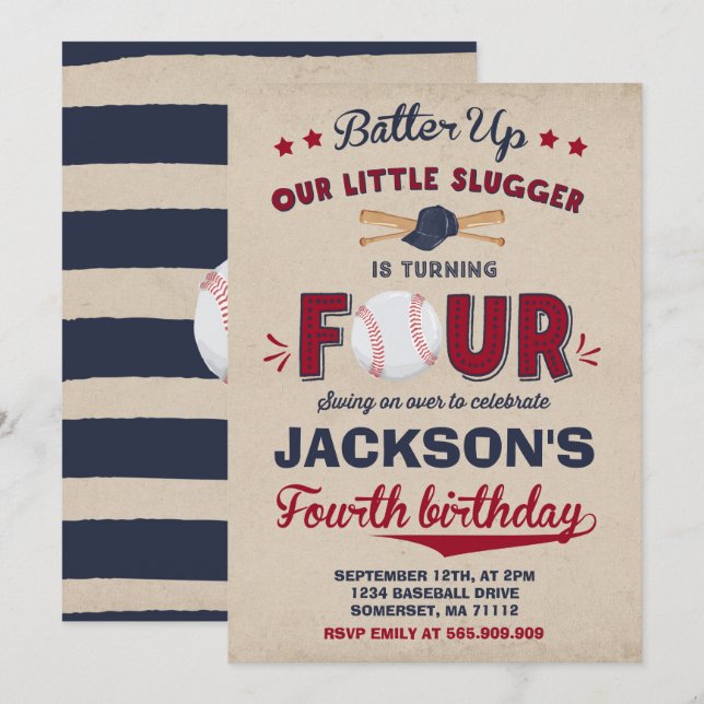 Cumpleaños del béisbol de la invitación del (Anverso / Reverso)