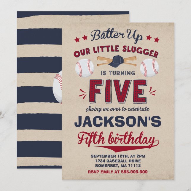 Cumpleaños del béisbol de la invitación del (Anverso / Reverso)
