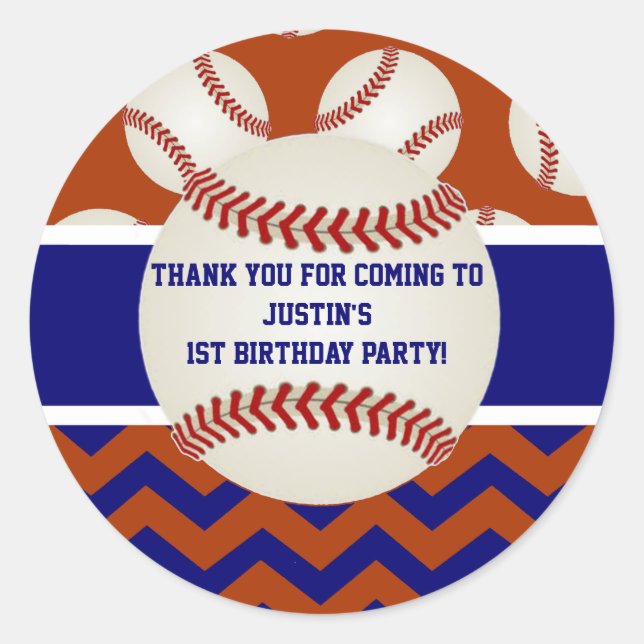 Cumpleaños del Béisbol Gracias Pegatinas (Anverso)