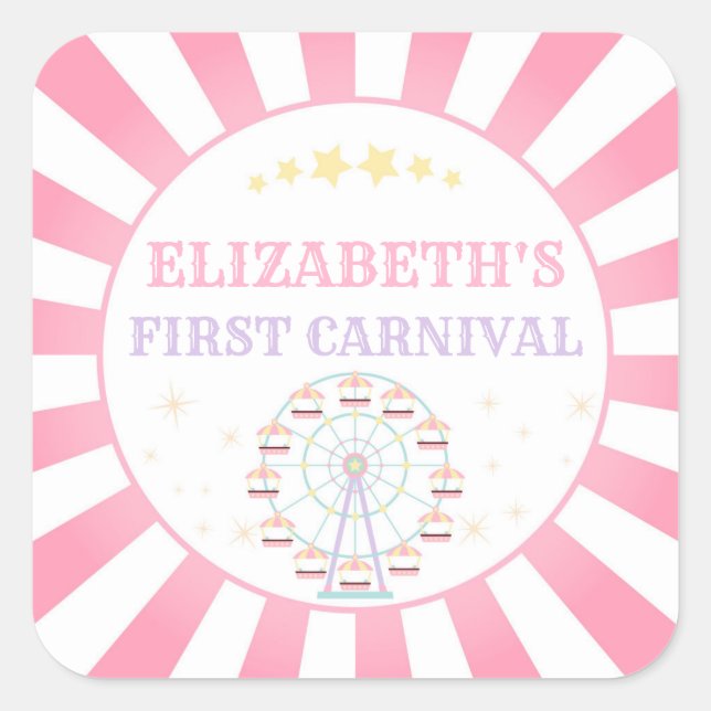 Cumpleaños del Carnaval de Circo Gracias Etiqueta (Anverso)